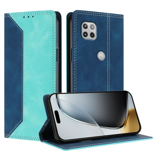 Phone Case for Motorola Moto One 5G Ace FOXDOCK Premium Leather,Creative Dual-Color Cover with Card Slot,Shockproof