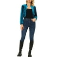 thumbnail image 2 of INSPIRE CHIC Women's Solid Cropped Zip Up Winter Jacket XS Ocean Blue, 2 of 5