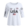 thumbnail image 4 of Trgacdwlo XL-5XL 1776-2026 250 Anniversary USA Shirt Letter Flag Print 3/4 Sleeve Plus Size Shirts for Women Independence Day Freedom 4th of July Shirts for Women, 4 of 5
