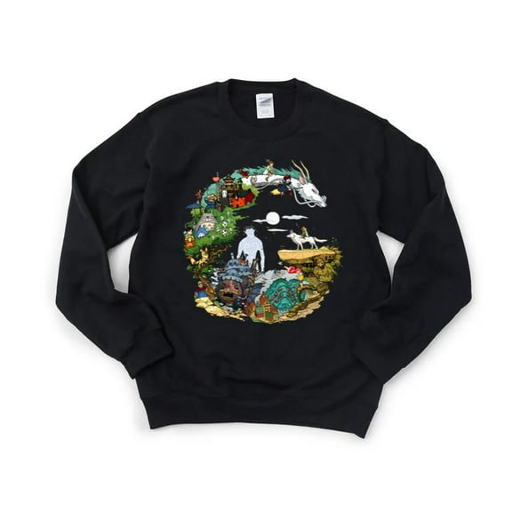 Spirited Away Studio Ghibli Anime Movie No Face Totoro Miyazaki Fantasy Art Sweatshirt, for men & women, up to size 5XL