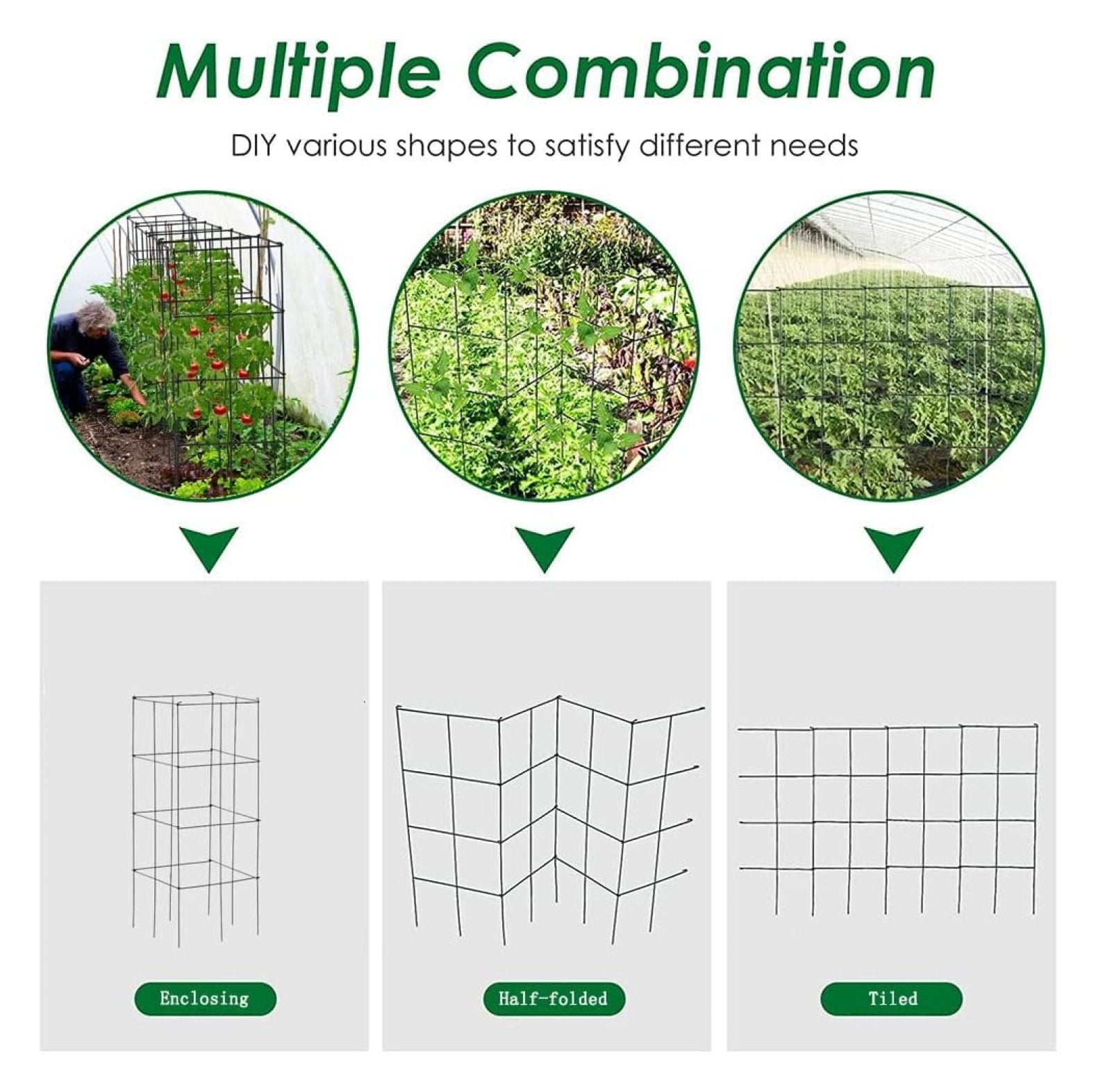 Gexandy 4 Pack Folding Tomato Cages, 39 Inches Tall Square Plant Support Cage for Garden Climbing Plants Flowers Fruits, Heavy Duty Tomato Vegetable Trellis