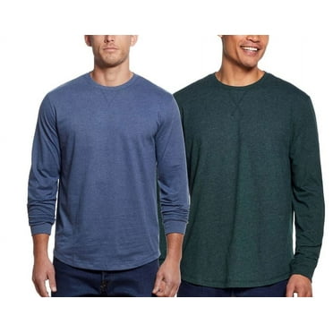 Weatherproof Vintage Men’s 2-pack Long Sleeve Soft Cotton Blend Jersey T-Shirt (Blue/Green, Medium)