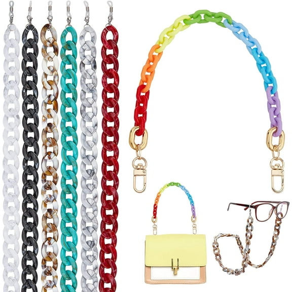 1 set 7pcs 7 colors Acrylic Chain Purse bag Handle & Eyeglasses Chains Mixed color 7pcs/set Acrylic