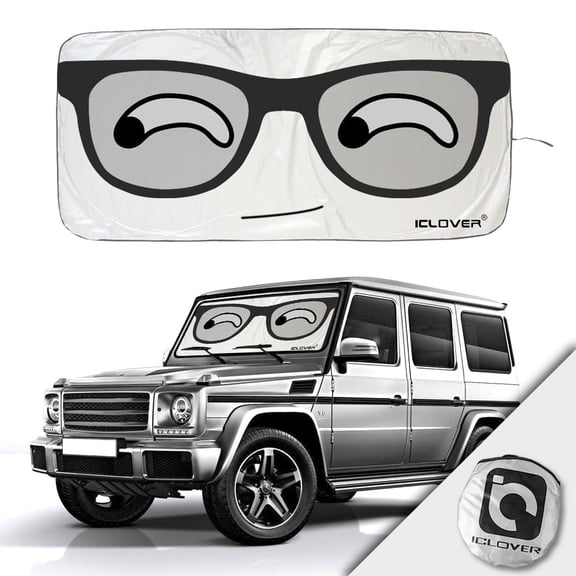 KANCOKIT Car Windshield Sun Shade, Foldable Anti-UV Auto Sunshade with Pet Design, Front Window Sun Visor for Most Vehicles (Funny Eyes)