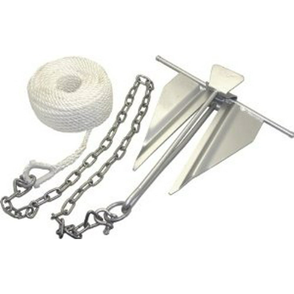 Shoreline Marine 10 lb SlipRing Steel Anchor with Chain & Rope