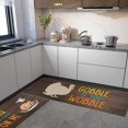 thumbnail image 3 of Fall Thanksgiving Kitchen Mat Set of 2,Fun Turkey Decorative Kitchen Rugs and Mats Non Skid Washable,Low-Profile Mats for Kitchen Thanksgiving Decor,17x48+17x30 Inches(Gobble Til You Wobble), 3 of 5