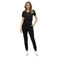 thumbnail image 3 of ACTIVE UNIFORMS Women’s Ultra-Soft Luxe Stretch Jogger Scrub Set V-Neck Top & Jogger Pants with Pockets - Regular & Petite Size (Black, Medium-Petite), 3 of 5