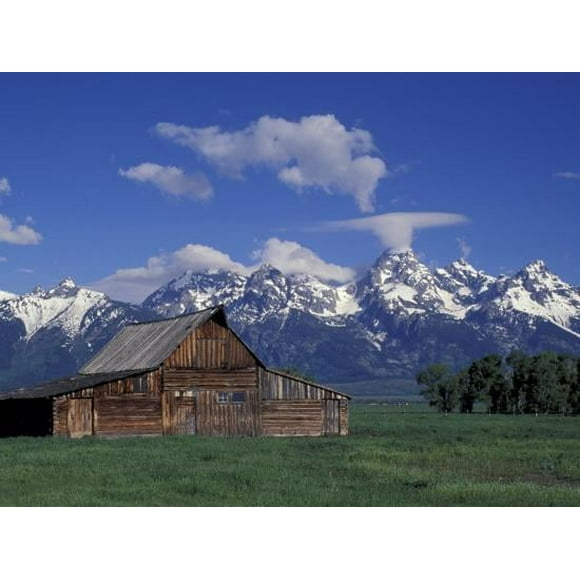 A NEW Jackson Hole Homestead and Grand Teton Range, Grand Teton National Park, Wyoming, USA Poster Canvas Posters Framed/Unframed