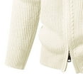 thumbnail image 5 of Miluxas Men's Full Zipper Cardigan Casual Stand Collar Cardigan Sweater Ribbed Knit Long Sleeve Sweater Beige, 5 of 5