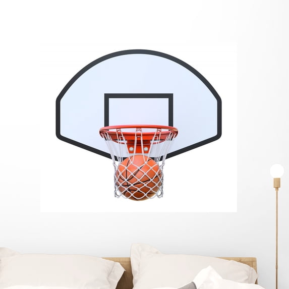 Basket Ball Hoop Wall Decal by Wallmonkeys Peel and Stick Graphic (36 in W x 33 in H) WM251863