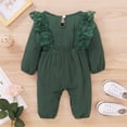 thumbnail image 4 of 6 Months Baby Girls Clothes 12 Months Infant Girls One-piece Romper Bodysuit Ruffle Long Sleeve Cute Bowknot Snap Design Jumpsuit Green, 4 of 8