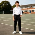 thumbnail image 6 of ITSAME Boys School Uniform Pants Flat Front Elastic Waist Straight Leg Kids Dress Pants with Pockets Black Size 9, 6 of 9