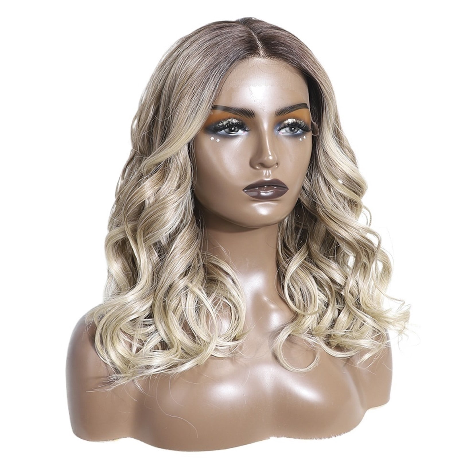 Synthetic Lace Front Wigs 20 Inch Wavy Glueless Blonde Cosplay Curly Wig