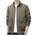 thumbnail image 2 of LOVZFMLL Jackets for Men's Solid Color Velvet Winter Windproof No Hat Long Sleeved Pocket, 2 of 8