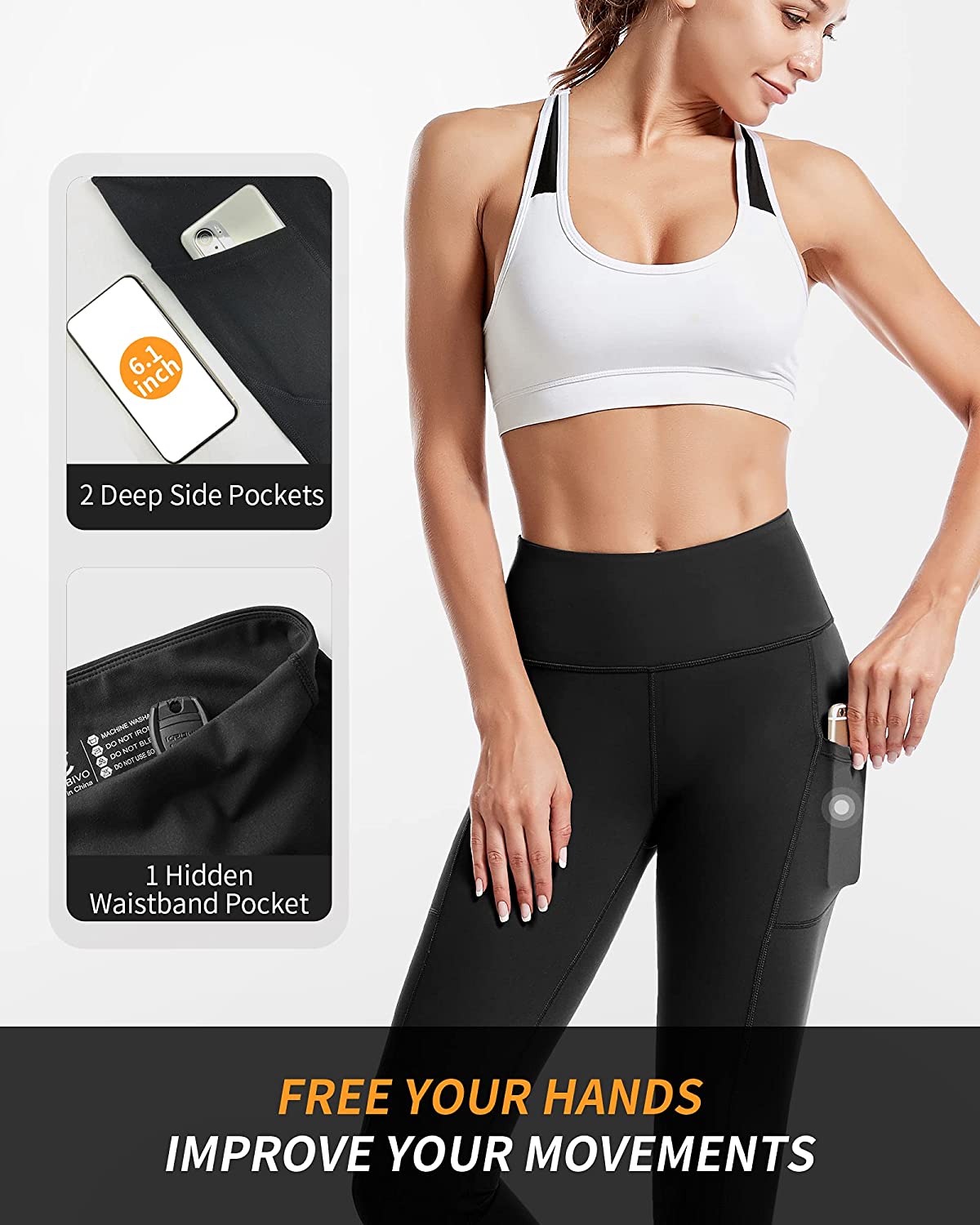 CAMBIVO Women's High Waist Workout Leggings with Pockets photo 6