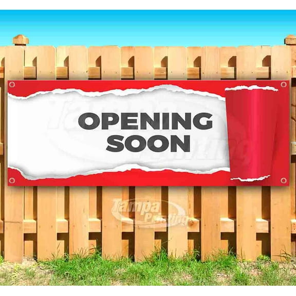 Opening Soon 13 oz Vinyl Banner With Metal Grommets