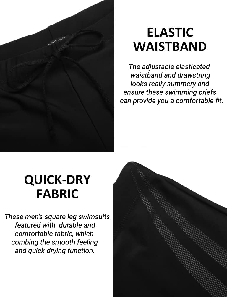 COOFANDY Mens Swim Trunks Swim Briefs Square Leg Sexy Tight Swimwear Bathing Suit Board Short with Liner
