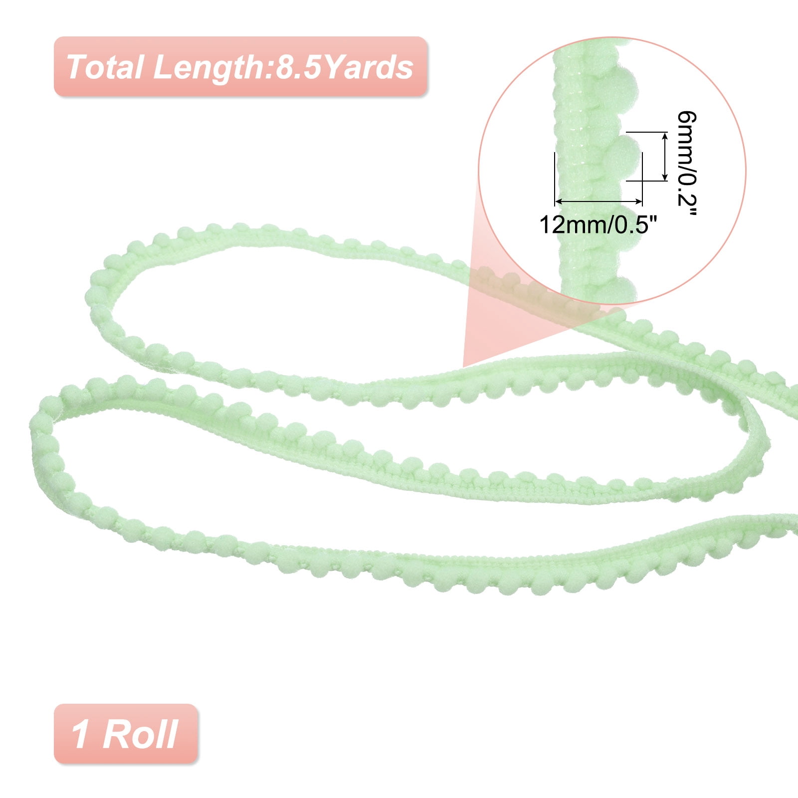 Unique Bargains Pom Trim Ribbon with Ball Fringe for DIY Craft Blue Green