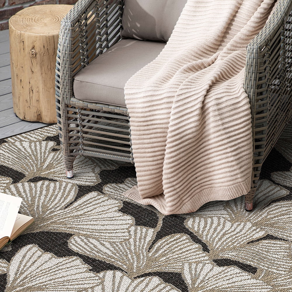 Mohawk Home Jade Butterfly Outdoor Area Rug, Dark Grey, 5' 3" x 7' 6"