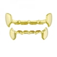 thumbnail image 2 of Hip Hop Gold Teeth Grillz Set Top Bottom Teeth Grills Gold Teeth Mouth Vampire Fang Body Jewelry Cosplay Party Supplies, 2 of 6