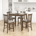 thumbnail image 4 of PAPROOS Counter Height Dining Table, Solid Wood Square Kitchen Table for Small Space, Modern Farmhouse Acacia Wooden Dining Table for Apartment, Walnut(Table Only), 4 of 8