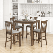 PAPROOS Counter Height Dining Table, Solid Wood Square Kitchen Table for Small Space, Modern Farmhouse Acacia Wooden Dining Table for Apartment, Walnut(Table Only)