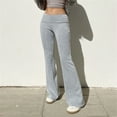 thumbnail image 6 of Women Low Rise Fleece Lined Flared Pants Fold Over Waistband Thermal Leggings, 6 of 21
