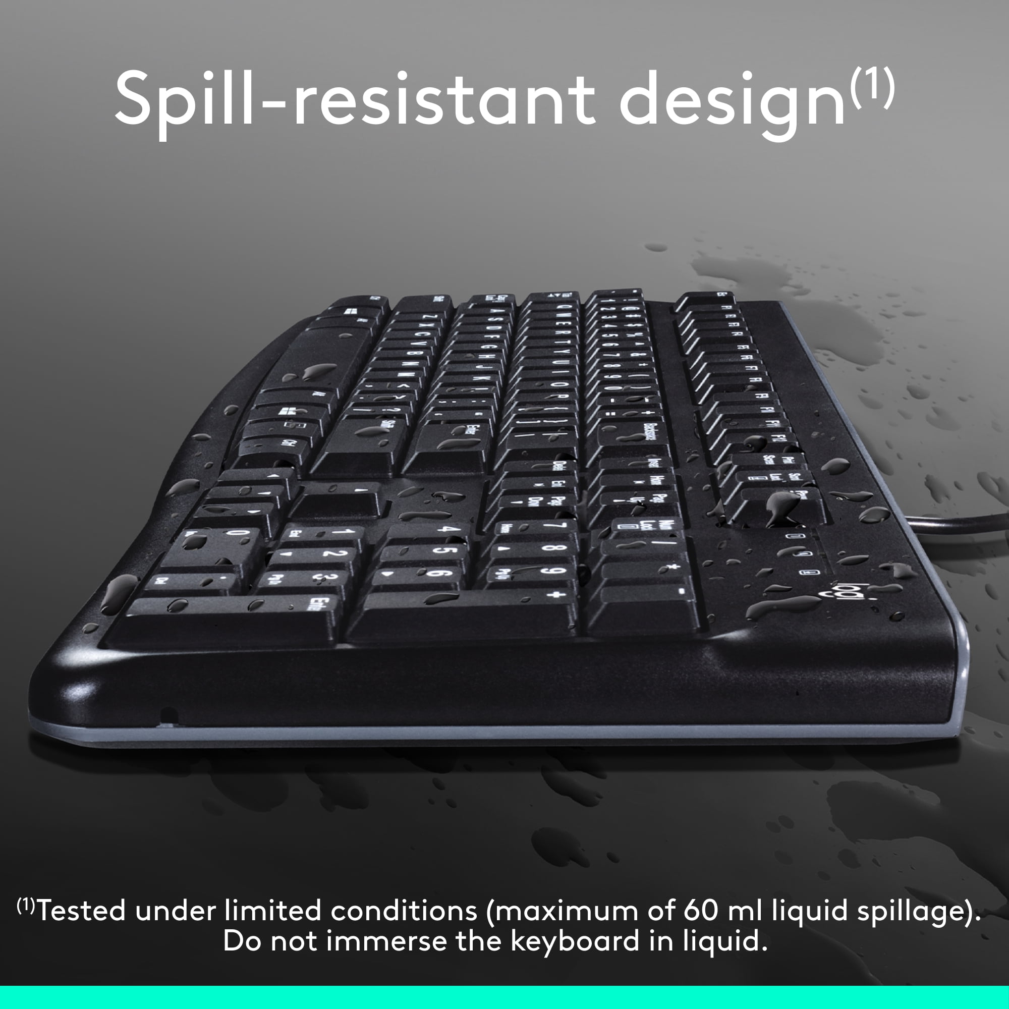 Logitech K120 Wired Keyboard for Windows, USB Plug-and-Play, Full-Size, Spill-Resistant, Curved Space Bar, Compatible with PC, Laptop, Black