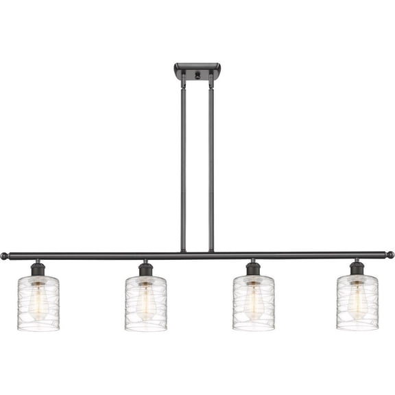 516-4I-OB-G1113 Innovations Lighting Cobbleskill - 4 Light Island In Art Nouveau Style-10 Inches Tall and 48 Inches Wide-Oil Rubbed Bronze