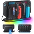 thumbnail image 1 of Base de carga RGB 8 en 1 para Switch 2 con ventilador de refrigeración, estación de carga para mandos Joy-Con, carga magnética con indicadores LED, 1 of 8