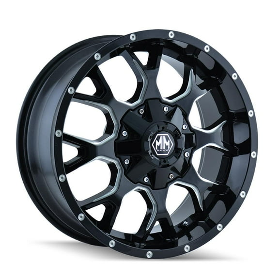 17x9 Mayhem Warrior Black W/Milled Spokes Wheel 6x135/6x5.5 (18mm)