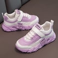 thumbnail image 4 of Ticikt Toddler/Little/Big Girls Leather Lightweight Breathable Knit Solid Athletic Running Sneakers,Color:Purple, 4 of 9