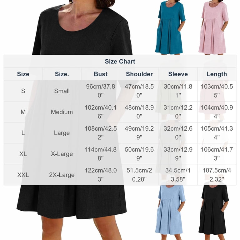 Jtjvou Short Sleeve Loose Dresses for Older Women Crewneck Pleated Casual Dress Seniors Summer Dress with Pockets White XXL, Women's, Size: 2XL