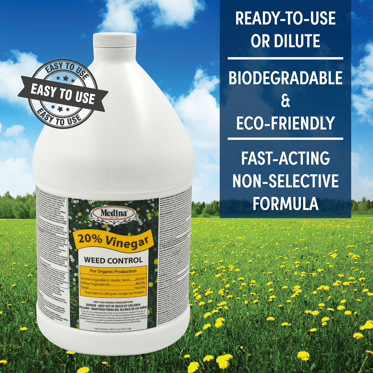 20% Vinegar Weed Control - 128 fl oz Jug by Medina