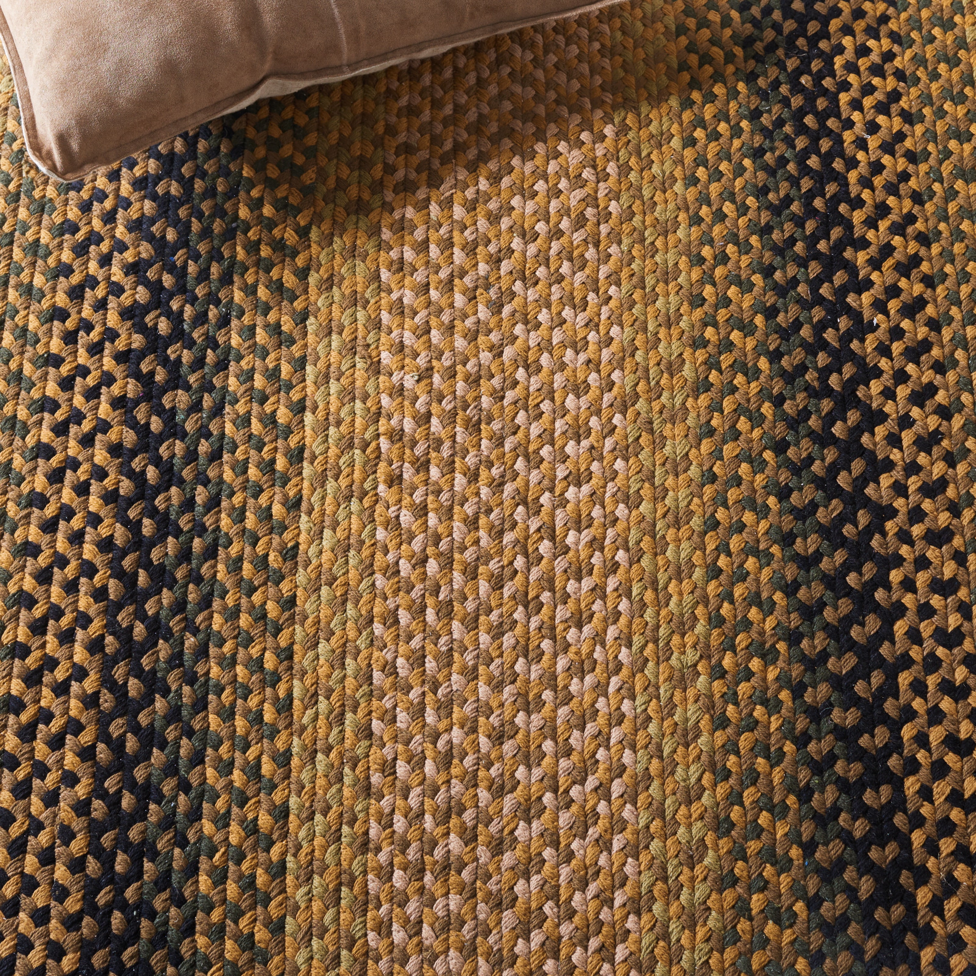 SAFAVIEH Braided Claes Bordered Reversible Area Rug, Gold/Sage, 6' x 6' Square