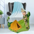 thumbnail image 4 of Camping Soft Flannel Fleece Throw Blanket, Little with Tent in Nature Forest Adventure Children Discovery of Woods, Cozy Plush for Indoor and Outdoor Use, 60" x 80", Multicolor, by Ambesonne, 4 of 5