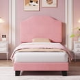 thumbnail image 1 of BeesClover Cadre de Lit Plateforme Format Simple, Tête de Lit Rembourrée en Velours Ajustable, Lattes de Bois de Soutien Incluses, Installation Simple, Fini Moderne pour Chambre et Dortoir, 1 of 9