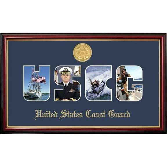 Campus Images CGSSPT001S Patriot Frames Coast Guard Collage Photo Petite Mahogany Frame with Gold Medallion