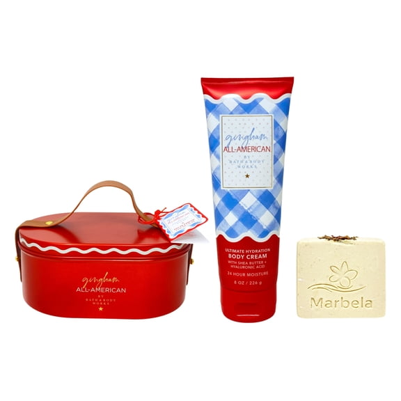 Bath & Body Works Gingham All-American Eau De Parfum and Ultimate Hydration Body Cream with a Creamy Rose Bar Soap