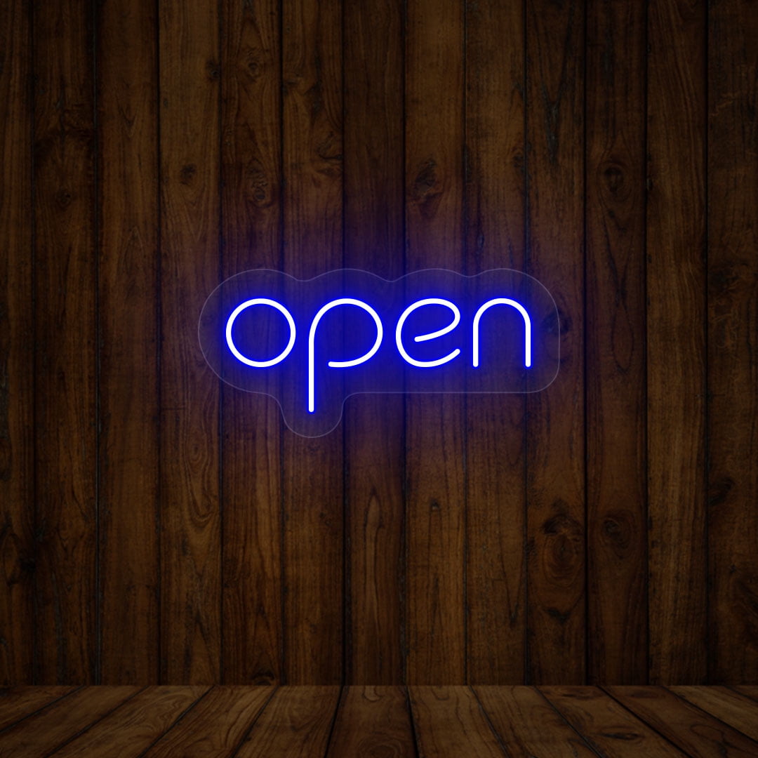Open Single Color Sign (Iceblue, 14"(W)x6.5"(H))