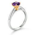 thumbnail image 3 of Gem Stone King 1.00 Ct Round Purple Amethyst 10K White and Yellow Gold Solitaire Engagement Ring (Size 5), 3 of 4