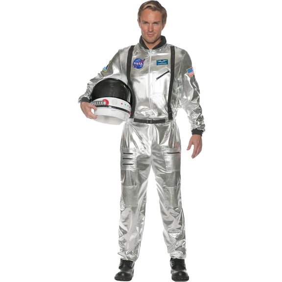 Underwraps Silver Astronaut Men's Halloween Fancy-Dress Costume for Adult, Standard