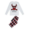 thumbnail image 4 of Family Matching Christmas Pajamas Set, Reindeer Print Long Sleeve T-Shirt + Plaid Pants Sleepwear for Adults, Kids, 4 of 10