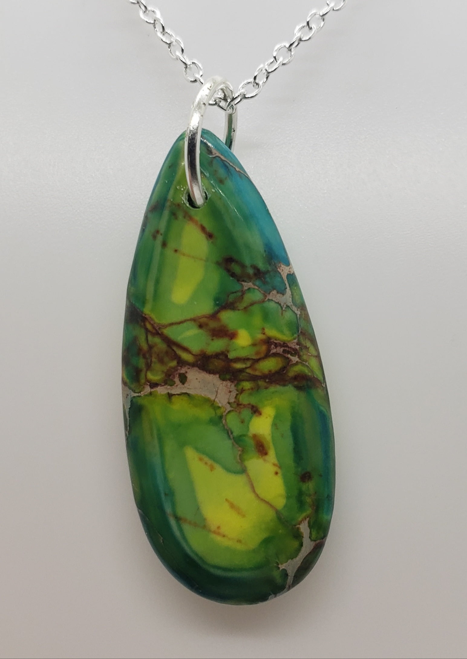 Green Teardrop Imperial Jasper Necklace 