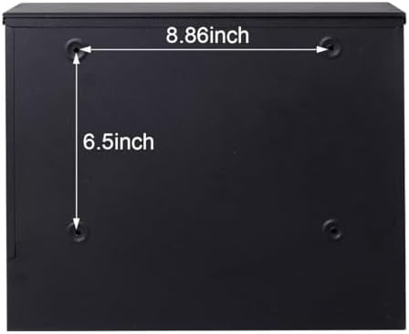 Locking Mailbox Wall Mount for Outside–  Mailboxes with Key Lock for Front Door Fence, Large Capacity Letter Box, 14.3 x 4.1 x 11.8 Inch, Black, SM-HPB911BN