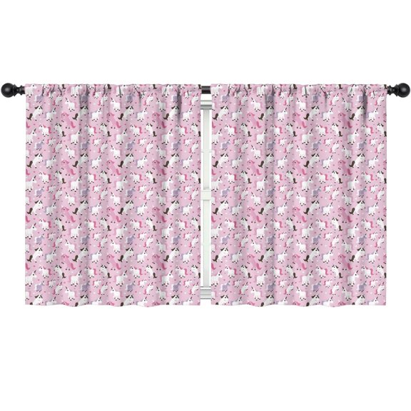 Blackout Kids Curtains,Pink Cartoon Unicorn Heart Pattern Childrens Insulated Curtains Set Of 2,Bedroom Essentials,Toddler Room Decor 52"x63"