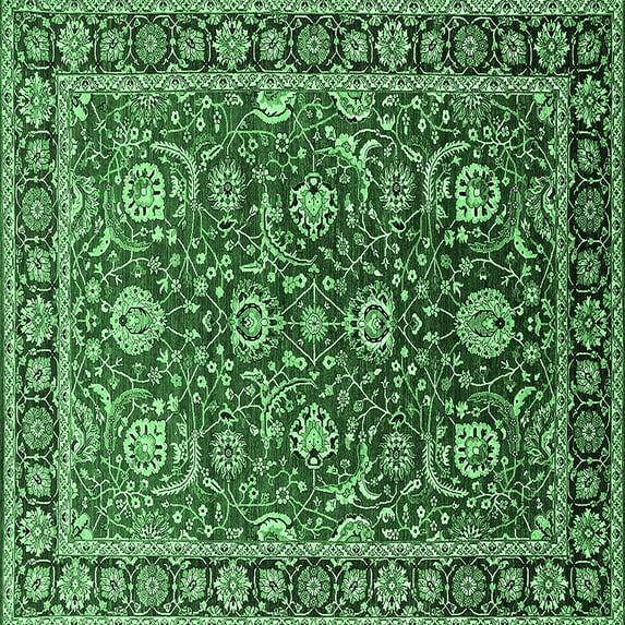 Ahgly Company Indoor Square Oriental Emerald Green Traditional Area Rugs, 8' Square
