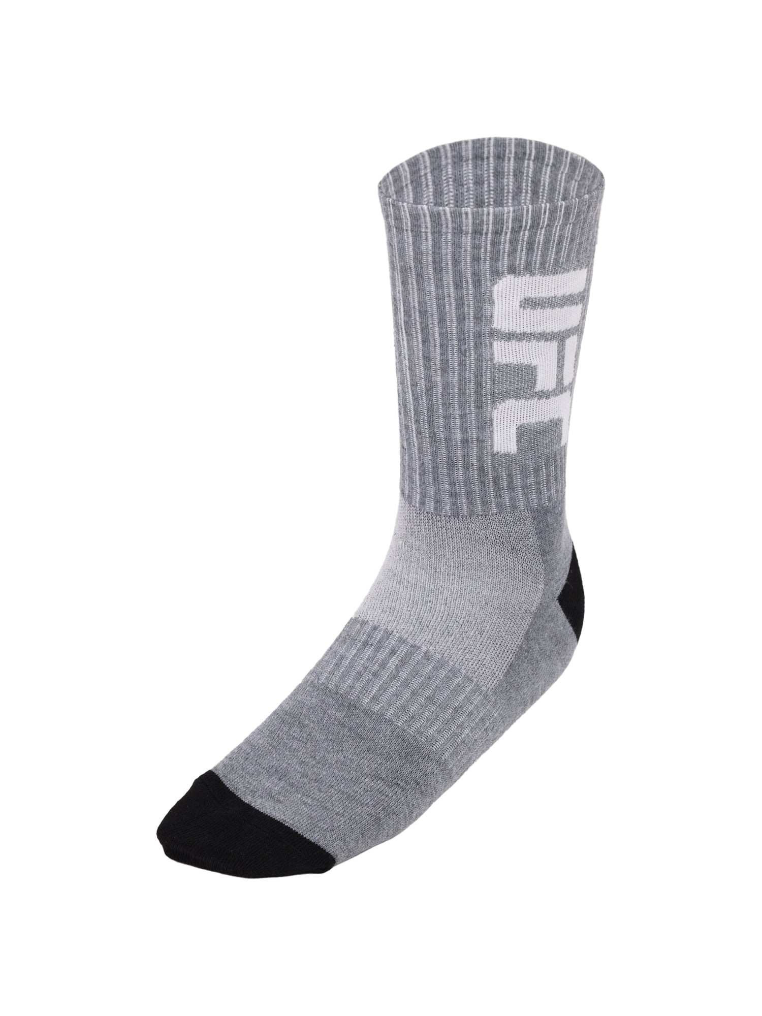 UFC 20 Pair Men's Lightweight Crew Socks with Leg Logo, Blk/Wht