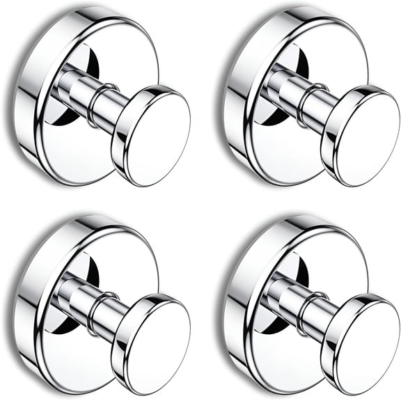 XIBUFE Suction Cup Hooks for Shower, Removable Towel Hooks for Bathroom Window Glass Door Wall, Bath Robe Hook for Hanging - 4 Pack, Chrome