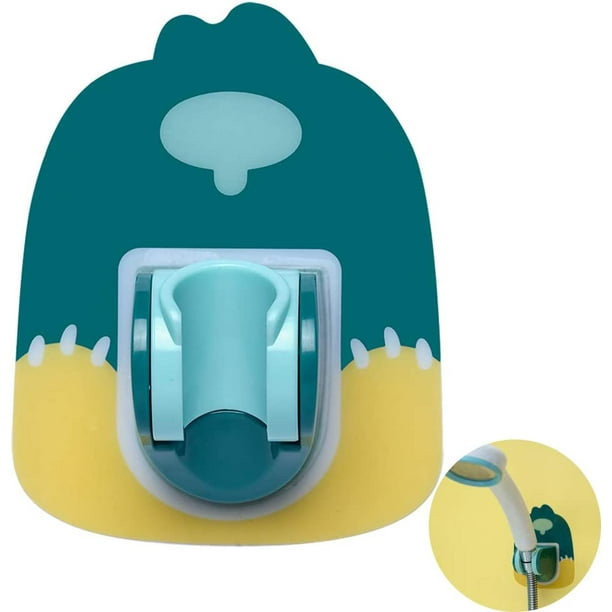 Soporte para cabezal de ducha - Soporte adhesivo fuerte para barra de ducha Montado en la pared Soporte de dibujos animados ajustable para baño No requiere taladrar (Verde) TUNC Sencillez